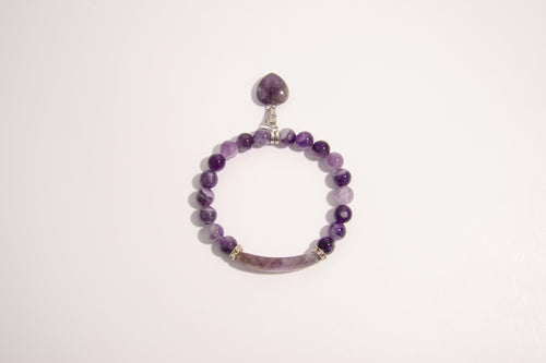 Raw Earth Crystals amethyst bracelet with raw stone accent, crafted from natural crystal, enhances intuition, spiritual growth, and inner peace.