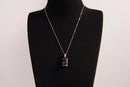 Raw Earth Crystals amethyst rectangle pendant necklace featuring natural crystal jewelry designed for spiritual growth, calmness, and intuitive clarity.