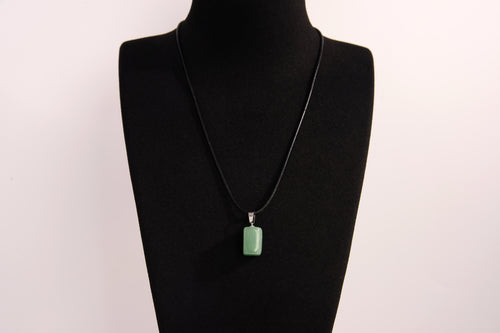 Raw Earth Crystals aventurine rectangle pendant necklace featuring natural crystal jewelry designed for prosperity, emotional balance, and inner growth.