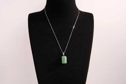 Raw Earth Crystals aventurine rectangle pendant necklace featuring natural crystal jewelry designed for prosperity, emotional balance, and inner growth.
