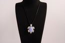 Raw Earth Crystals blue agate turtle necklace made from natural crystal to promote peace, emotional balance, and soothing energy.
