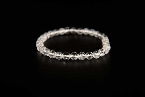Clear quartz beaded bracelet from Raw Earth Crystals, featuring natural crystal beads for clarity, healing, and spiritual energy.