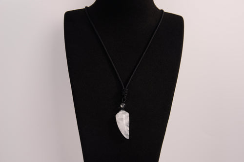 Raw Earth Crystals clear quartz point pendant necklace featuring natural crystal jewelry designed for clarity, amplification, and spiritual connection.