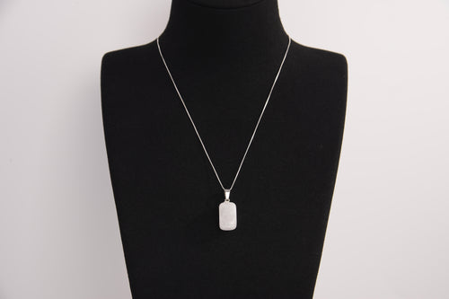 Raw Earth Crystals clear quartz rectangle pendant necklace, made from natural clear quartz to amplify energy, clarity, and spiritual focus.