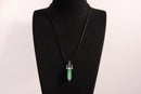 Raw Earth Crystals green aventurine necklace with a pointed natural stone pendant, designed to promote emotional balance, enhance luck, and support personal growth.