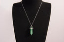 Raw Earth Crystals green aventurine necklace with a pointed natural stone pendant, designed to promote emotional balance, enhance luck, and support personal growth.