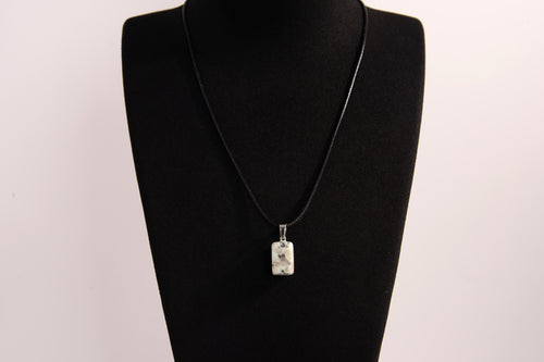 Raw Earth Crystals howlite rectangle pendant necklace featuring natural crystal jewelry designed for calmness, patience, and emotional balance.