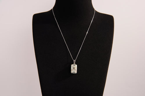 Raw Earth Crystals howlite rectangle pendant necklace featuring natural crystal jewelry designed for calmness, patience, and emotional balance.