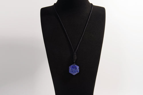 Raw Earth Crystals lapis lazuli geometric pendant necklace made with natural crystal for wisdom, truth, and spiritual insight.