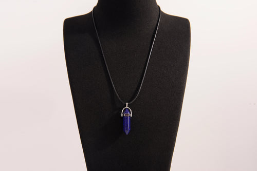 Raw Earth Crystals lapis lazuli necklace featuring a pointed natural stone pendant, designed to enhance wisdom, support self-expression, and promote inner truth.