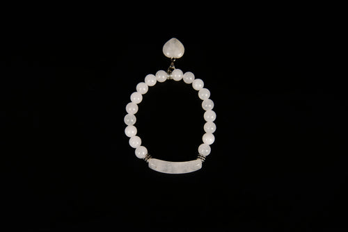 Raw Earth Crystals moonstone bracelet with raw stone accent, crafted from natural crystal, enhances intuition, emotional balance, and inner calm.