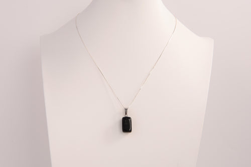 Raw Earth Crystals obsidian rectangle pendant necklace featuring natural crystal jewelry designed for protection, grounding, and emotional clarity.