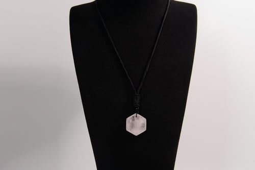 Raw Earth Crystals rose quartz geometric pendant necklace made with natural crystal for clarity, amplification, and spiritual alignment.