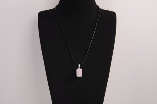 Raw Earth Crystals rose quartz rectangle pendant necklace featuring natural crystal jewelry designed for love, emotional healing, and inner peace.