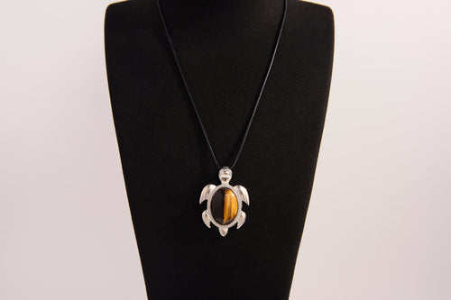 Raw Earth Crystals tiger eye turtle necklace crafted from natural stone to boost courage, focus, and personal power with grounding energy.